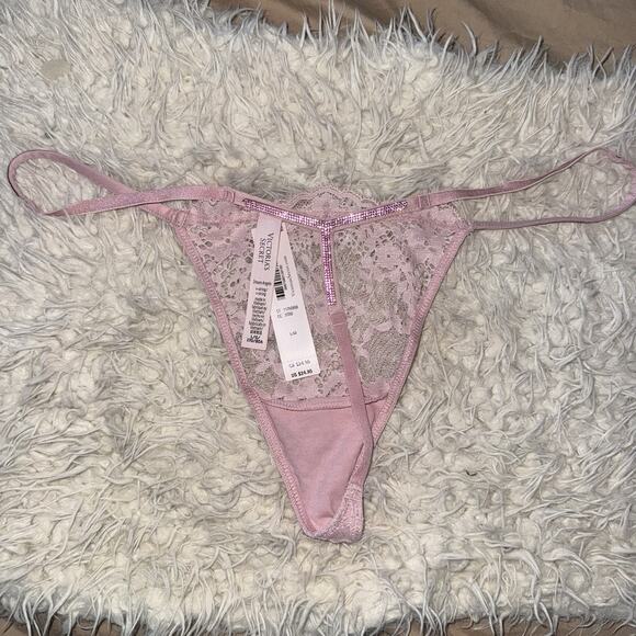 Victoria’s Secret Dream Angels Pink Lace And Rhinestone G-string Sz Large NWT - Picture 4 of 5